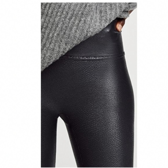 Spanx Faux Leather Matte Snake Leggings High Rise Full Length Size Medium - Picture 1 of 16